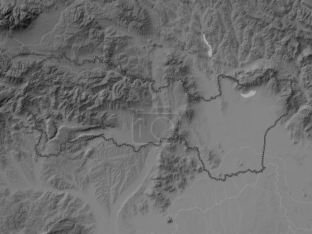 Photo for Kosicky, region of Slovakia. Grayscale elevation map with lakes and rivers - Royalty Free Image