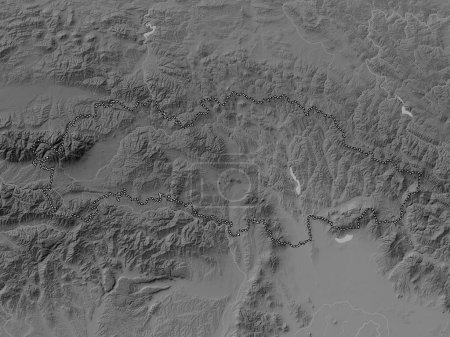 Foto de Presovsky, región de Eslovaquia. Mapa de elevación a escala de grises con lagos y ríos - Imagen libre de derechos