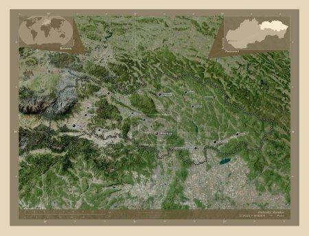 Photo for Presovsky, region of Slovakia. High resolution satellite map. Locations and names of major cities of the region. Corner auxiliary location maps - Royalty Free Image