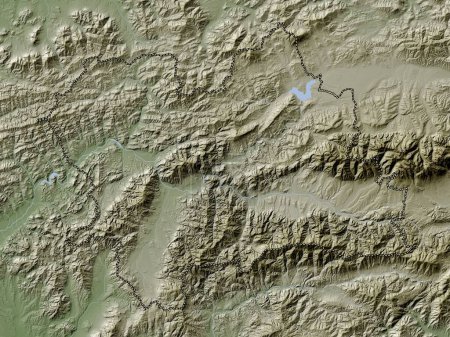 Foto de Zilinsky, región de Eslovaquia. Mapa de elevación coloreado en estilo wiki con lagos y ríos - Imagen libre de derechos