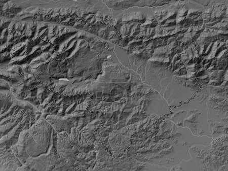Photo for Gorenjska, statistical region of Slovenia. Grayscale elevation map with lakes and rivers - Royalty Free Image