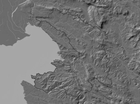 Téléchargez les photos : Obalno-kraska, statistical region of Slovenia. Bilevel elevation map with lakes and rivers - en image libre de droit