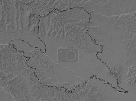 Foto de Pomurska, región estadística de Eslovenia. Mapa de elevación a escala de grises con lagos y ríos - Imagen libre de derechos