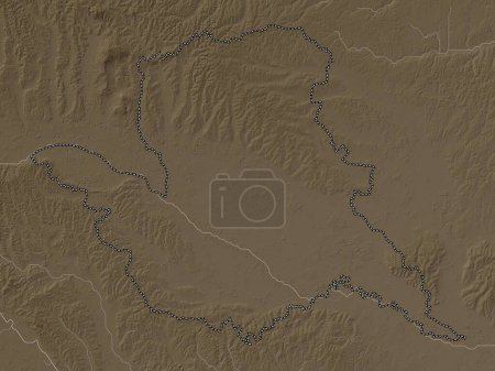 Photo for Pomurska, statistical region of Slovenia. Elevation map colored in sepia tones with lakes and rivers - Royalty Free Image