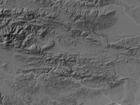 Photo for Savinjska, statistical region of Slovenia. Grayscale elevation map with lakes and rivers - Royalty Free Image