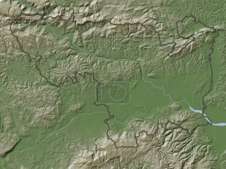 Téléchargez les photos : Spodnjeposavska, statistical region of Slovenia. Elevation map colored in wiki style with lakes and rivers - en image libre de droit