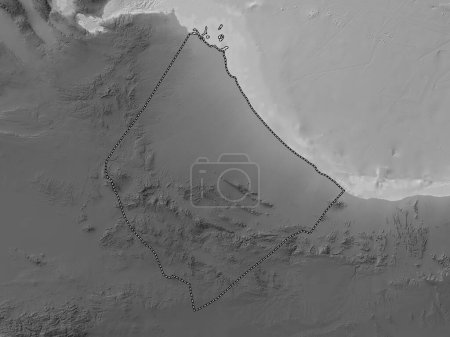 Photo for Awdal, region of Somalia. Grayscale elevation map with lakes and rivers - Royalty Free Image