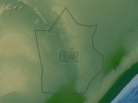 Photo for Hiiraan, region of Somalia. Colored elevation map with lakes and rivers - Royalty Free Image