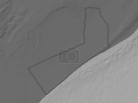 Photo for Shabeellaha Hoose, region of Somalia. Bilevel elevation map with lakes and rivers - Royalty Free Image