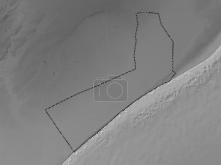 Photo for Shabeellaha Hoose, region of Somalia. Grayscale elevation map with lakes and rivers - Royalty Free Image