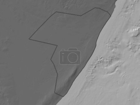 Téléchargez les photos : Mudug, région de Somalie. Carte d'altitude de Bilevel avec lacs et rivières - en image libre de droit