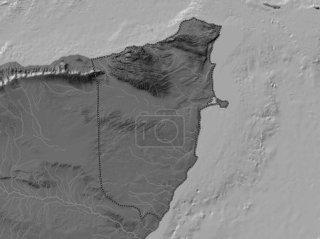 Photo for Bari, region of Somalia Mainland. Bilevel elevation map with lakes and rivers - Royalty Free Image