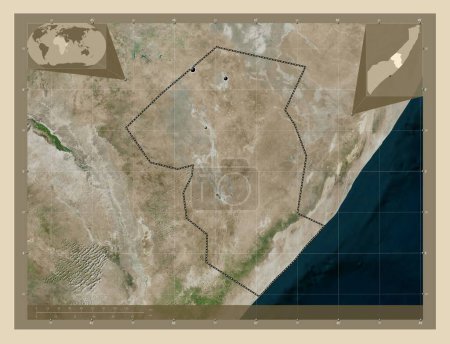 Photo for Galgaduud, region of Somalia Mainland. High resolution satellite map. Locations of major cities of the region. Corner auxiliary location maps - Royalty Free Image