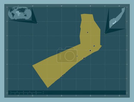 Photo for Shabeellaha Hoose, region of Somalia Mainland. Solid color shape. Locations of major cities of the region. Corner auxiliary location maps - Royalty Free Image