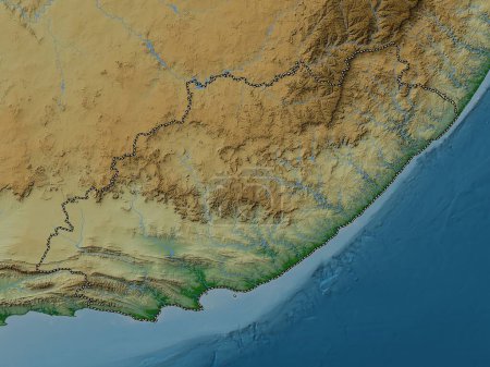 Foto de Eastern Cape, province of South Africa. Colored elevation map with lakes and rivers - Imagen libre de derechos