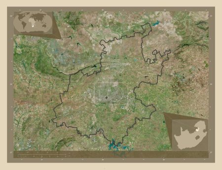 Photo for Gauteng, province of South Africa. High resolution satellite map. Corner auxiliary location maps - Royalty Free Image