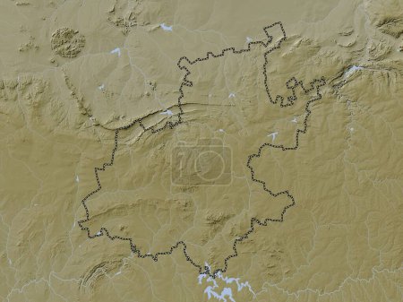 Téléchargez les photos : Gauteng, province d'Afrique du Sud. Carte d'altitude colorée dans le style wiki avec des lacs et des rivières - en image libre de droit