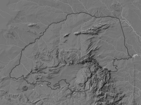 Téléchargez les photos : Limpopo, province of South Africa. Bilevel elevation map with lakes and rivers - en image libre de droit