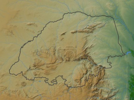 Téléchargez les photos : Limpopo, province d'Afrique du Sud. Carte d'altitude colorée avec lacs et rivières - en image libre de droit