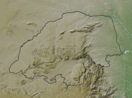 Téléchargez les photos : Limpopo, province d'Afrique du Sud. Carte d'altitude colorée dans le style wiki avec des lacs et des rivières - en image libre de droit