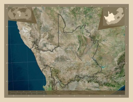 Téléchargez les photos : Northern Cape, province of South Africa. High resolution satellite map. Corner auxiliary location maps - en image libre de droit