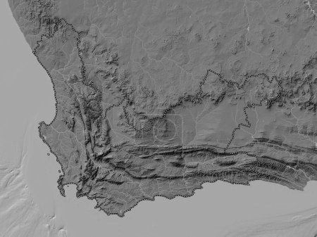Téléchargez les photos : Western Cape, province of South Africa. Bilevel elevation map with lakes and rivers - en image libre de droit