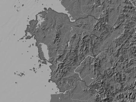 Photo for Chungcheongnam-do, province of South Korea. Bilevel elevation map with lakes and rivers - Royalty Free Image