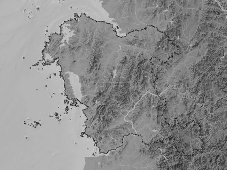 Photo for Chungcheongnam-do, province of South Korea. Grayscale elevation map with lakes and rivers - Royalty Free Image