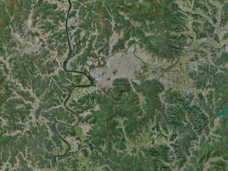 Téléchargez les photos : Daegu, ville métropolitaine de Corée du Sud. Carte satellite haute résolution - en image libre de droit