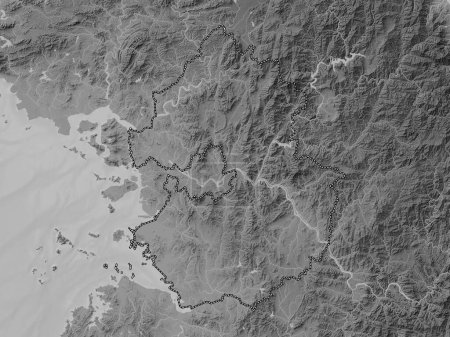 Photo for Gyeonggi-do, province of South Korea. Grayscale elevation map with lakes and rivers - Royalty Free Image