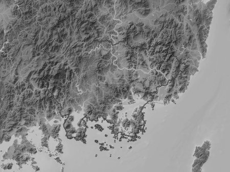 Photo for Gyeongsangnam-do, province of South Korea. Grayscale elevation map with lakes and rivers - Royalty Free Image