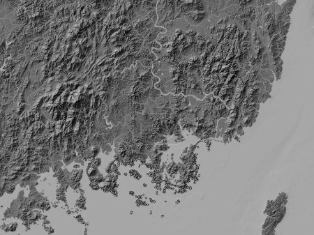 Photo for Gyeongsangnam-do, province of South Korea. Bilevel elevation map with lakes and rivers - Royalty Free Image