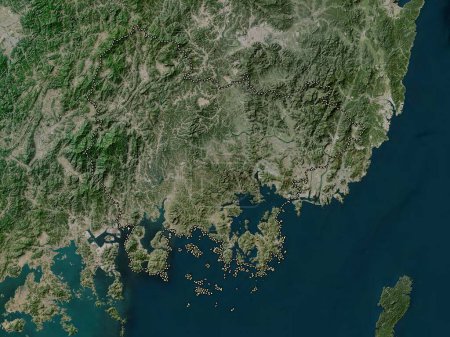 Photo for Gyeongsangnam-do, province of South Korea. Low resolution satellite map - Royalty Free Image