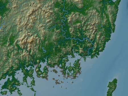 Photo for Gyeongsangnam-do, province of South Korea. Colored elevation map with lakes and rivers - Royalty Free Image