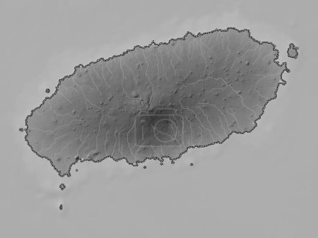 Foto de Jeju, province of South Korea. Grayscale elevation map with lakes and rivers - Imagen libre de derechos