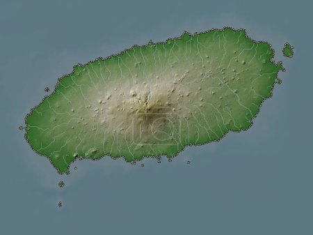 Photo for Jeju, province of South Korea. Elevation map colored in wiki style with lakes and rivers - Royalty Free Image