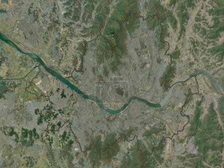 Foto de Seoul, capital metropolitan city of South Korea. High resolution satellite map - Imagen libre de derechos