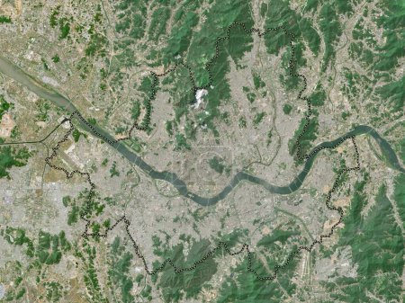 Foto de Seoul, capital metropolitan city of South Korea. Low resolution satellite map - Imagen libre de derechos