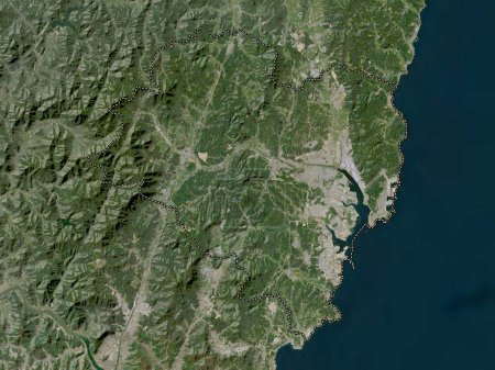 Téléchargez les photos : Ulsan, metropolitan city of South Korea. Low resolution satellite map - en image libre de droit