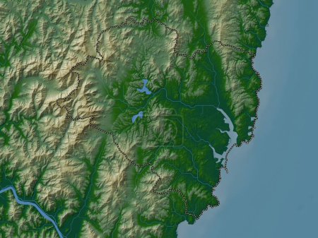 Photo for Ulsan, metropolitan city of South Korea. Colored elevation map with lakes and rivers - Royalty Free Image