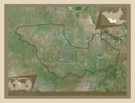 Photo for Western Equatoria, state of South Sudan. High resolution satellite map. Corner auxiliary location maps - Royalty Free Image