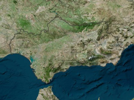 Téléchargez les photos : Andalousie, communauté autonome d'Espagne. Carte satellite haute résolution - en image libre de droit