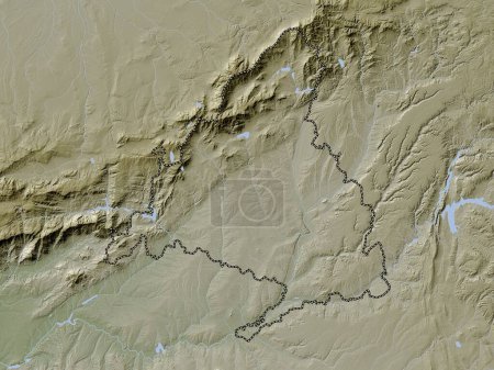 Foto de Comunidad de Madrid, comunidad autónoma de España. Mapa de elevación coloreado en estilo wiki con lagos y ríos - Imagen libre de derechos