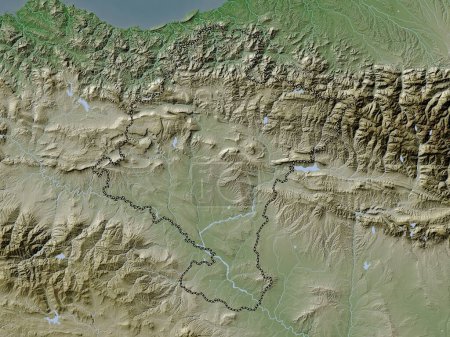 Foto de Comunidad Foral de Navarra, comunidad autónoma de España. Mapa de elevación coloreado en estilo wiki con lagos y ríos - Imagen libre de derechos