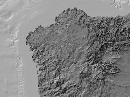 Photo for Galicia, autonomous community of Spain. Bilevel elevation map with lakes and rivers - Royalty Free Image