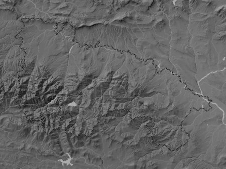 Téléchargez les photos : La Rioja, autonomous community of Spain. Grayscale elevation map with lakes and rivers - en image libre de droit