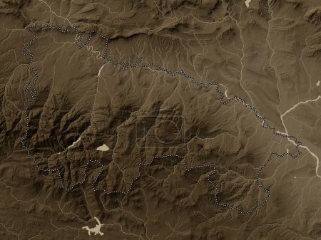 Téléchargez les photos : La Rioja, autonomous community of Spain. Elevation map colored in sepia tones with lakes and rivers - en image libre de droit