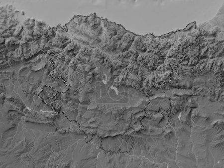 Téléchargez les photos : Pais Vasco, autonomous community of Spain. Grayscale elevation map with lakes and rivers - en image libre de droit