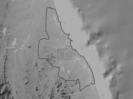 Photo for Batticaloa, district of Sri Lanka. Grayscale elevation map with lakes and rivers - Royalty Free Image