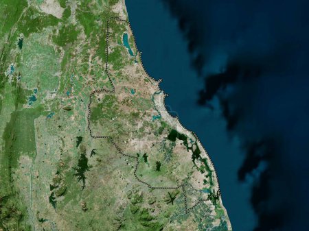 Batticaloa, district of Sri Lanka. High resolution satellite map